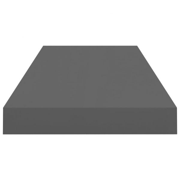 Окачени стенни рафтове, 2 бр, сив гланц, 60x23,5x3,8 см, МДФ