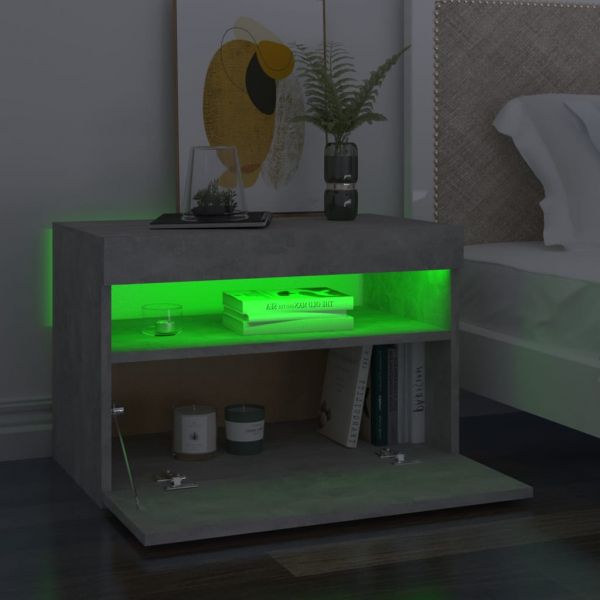 Нощни шкафчета с LED осветление 2 бр бетонно сиви 60x35x40 см