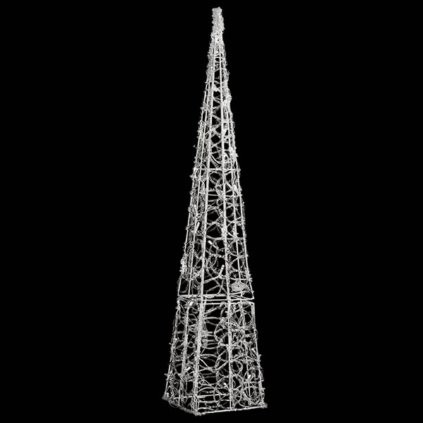 Акрилен декоративен LED светещ конус, студено бял, 90 см