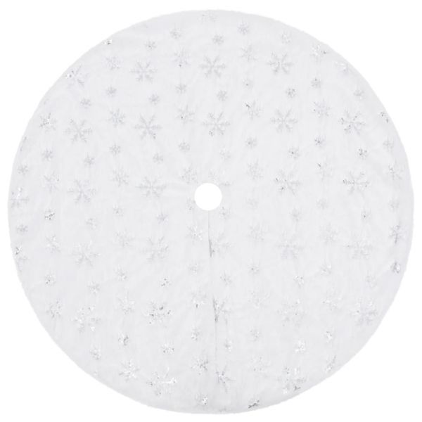 Луксозна коледна пола за елха, бяла, 90 см, изкуствена кожа