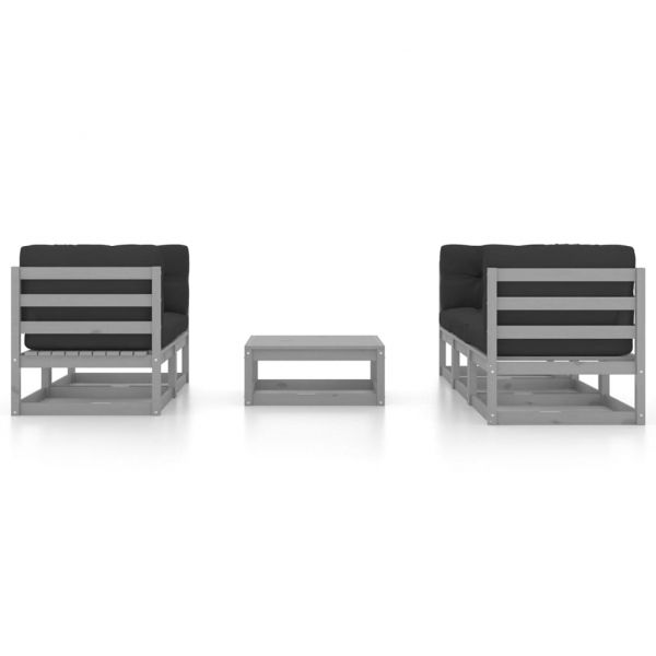 Градински лаундж комплект 6 части с възглавници бор масив