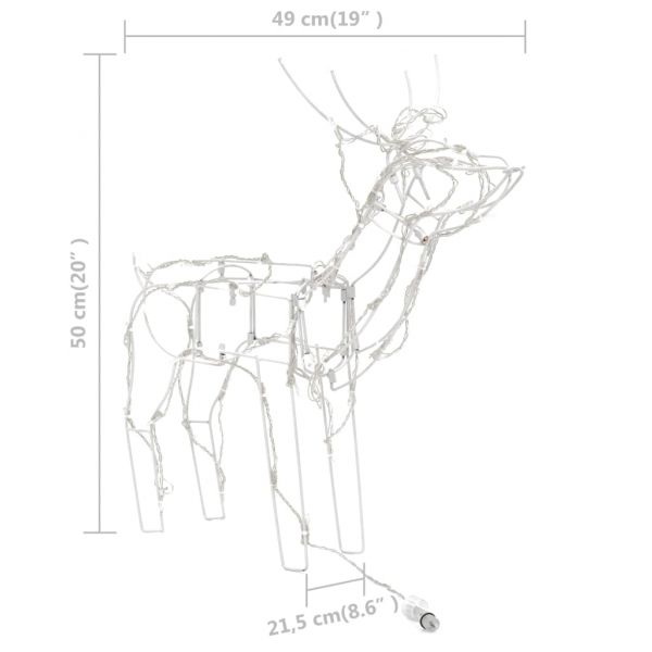 Коледна украса, 3 светещи елена, 229 LED лампички