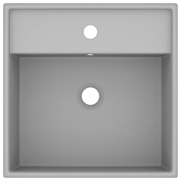 Мивка с преливник лукс квадрат светлосив мат 41x41 см керамика