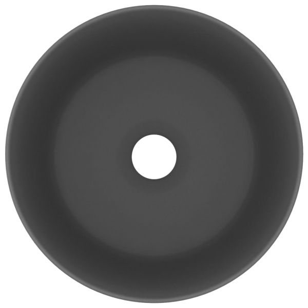 Луксозна кръгла мивка, матово тъмносива, 40x15 см, керамика