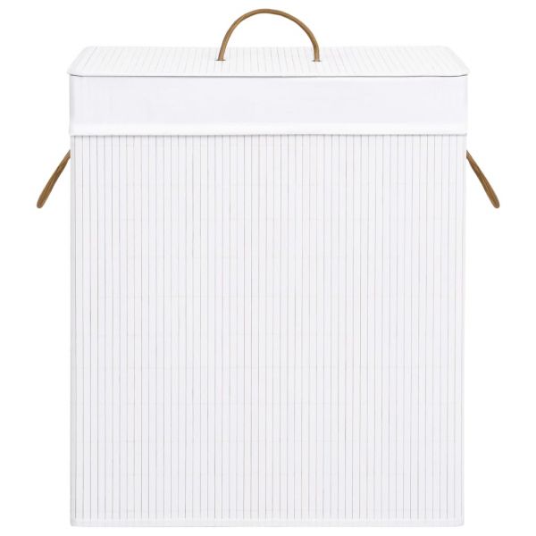 Бамбуков кош за пране с една секция, бял, 83 л