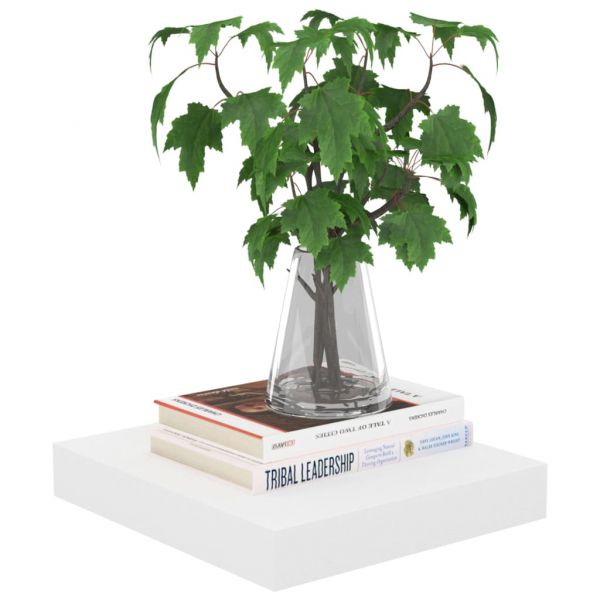 Окачени стенни рафтове, 2 бр, дъб и бял, 23x23,5x3,8 см, МДФ