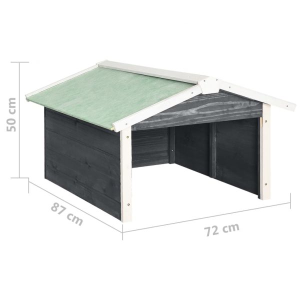 Гараж за роботизирана косачка, 72x87x50 см, сиво и бяло, чам
