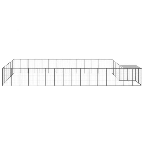 Клетка за кучета, черна, 26,62 м², стомана