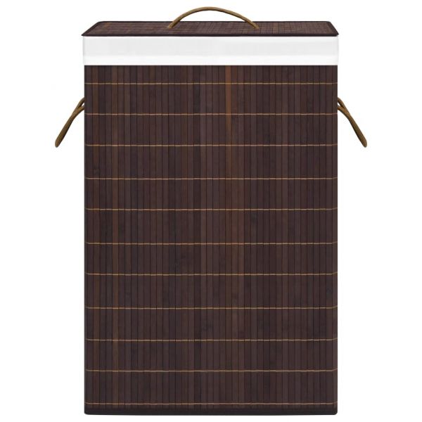 Бамбуков кош за пране с 2 секции кафяв 72 л