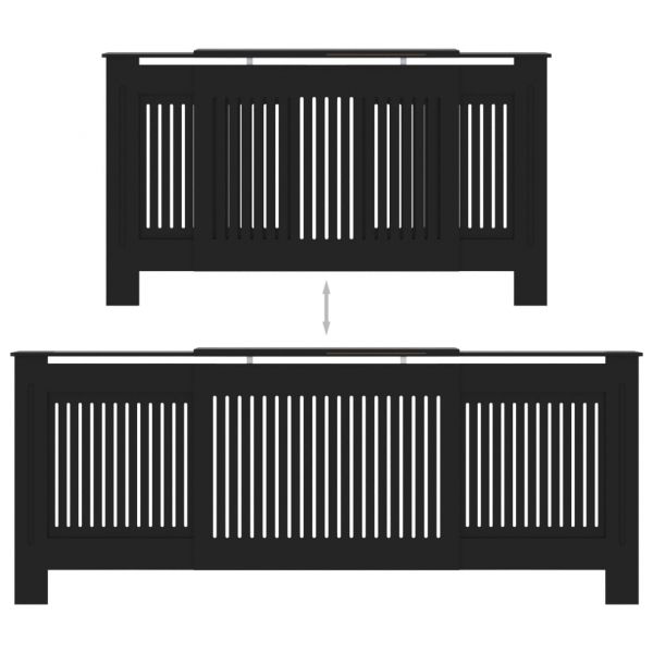 МДФ параван за радиатор, черен, 205 см