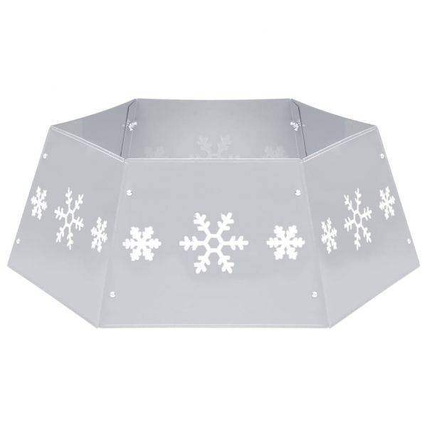 Пола за коледна елха, сребристо и бяло, Ø68x25 см