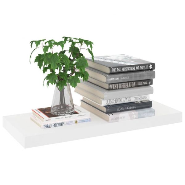 Окачен стенен рафт, дъб и бял, 60x23,5x3,8 см, МДФ