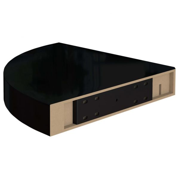 323889 Floating Corner Shelf High Gloss Black 25x25x3,8 cm MDF
