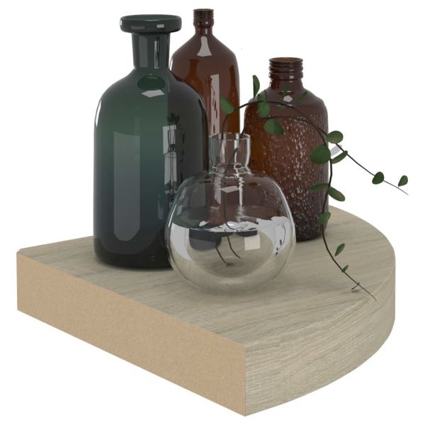 Окачени ъглови рафтове, 4 бр, дъб, 25x25x3,8 см, МДФ