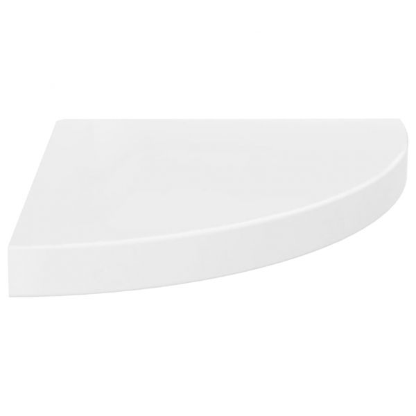 323907 Floating Corner Shelf High Gloss White 35x35x3,8 cm MDF