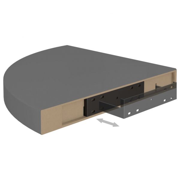 Окачени ъглови рафтове, 2 бр, сив гланц, 35x35x3,8 см, МДФ