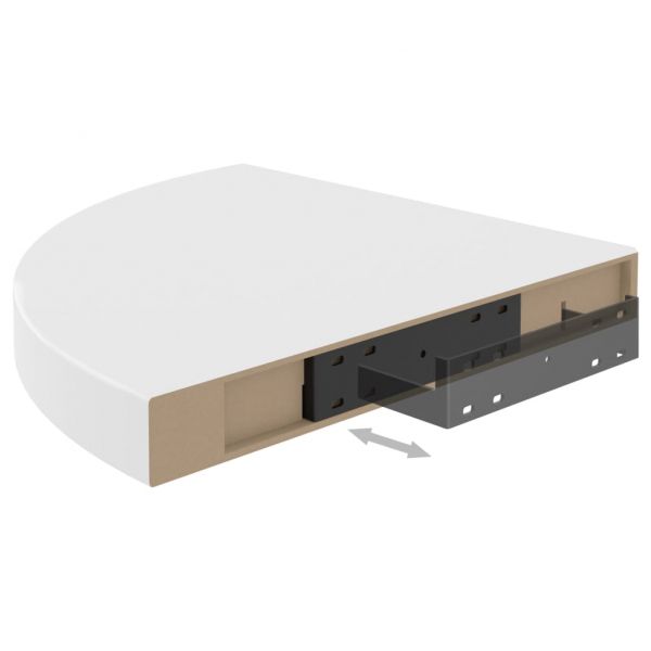 Плаващи ъглови рафтове, 2 бр., бели, 35x35x3,8 см, MDF