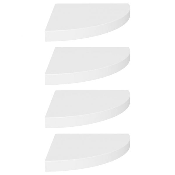 Окачени ъглови рафтове, 4 бр, бели, 35x35x3,8 см, МДФ