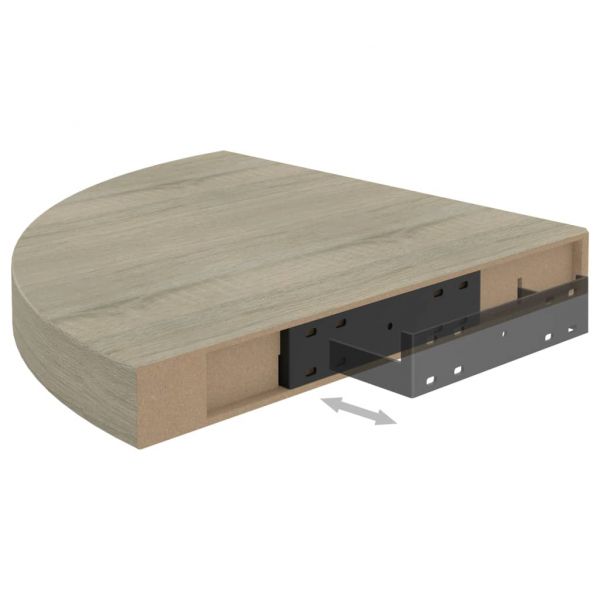 Окачени ъглови рафтове, 2 бр, дъб, 35x35x3,8 см, МДФ