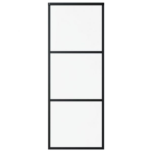 Плъзгаща врата, 3 панела, ESG стъкло и алуминий, 76x205 см, черна