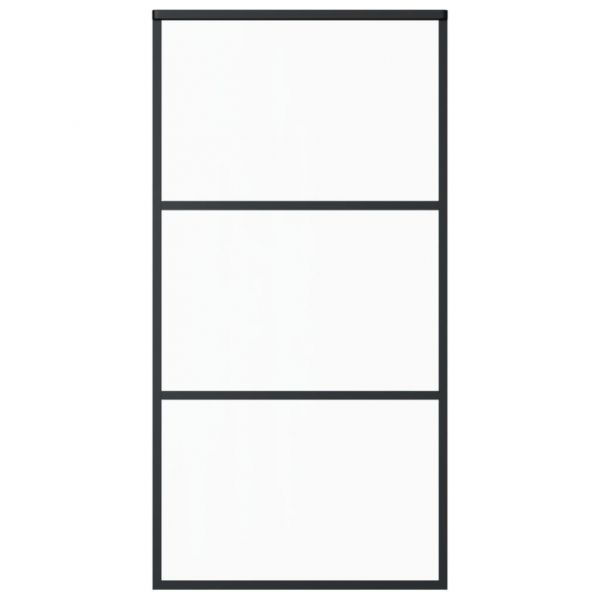 Плъзгаща врата, ESG стъкло и алуминий, 102x205 см, черна
