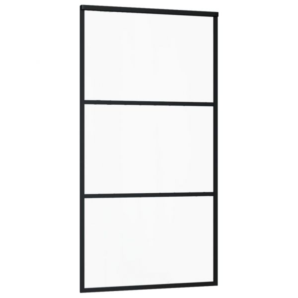 Плъзгаща врата, ESG стъкло и алуминий, 102x205 см, черна