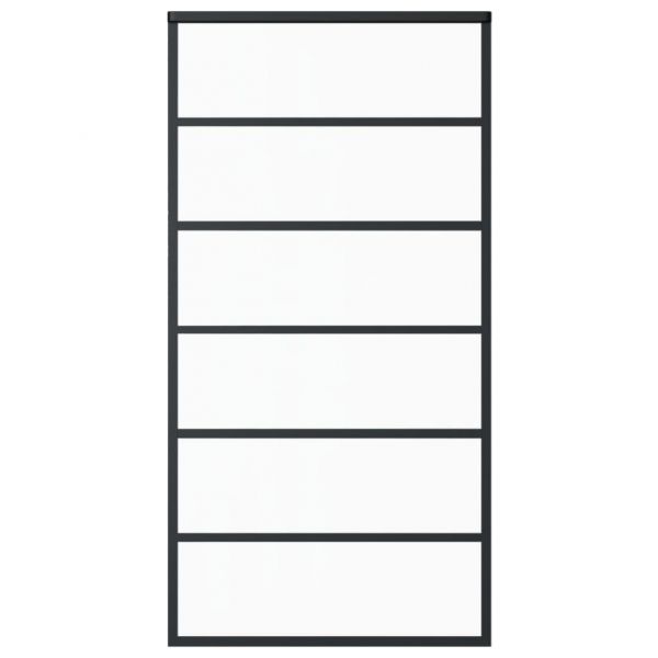 Плъзгаща врата, ESG стъкло и алуминий, 102x205 см, черна