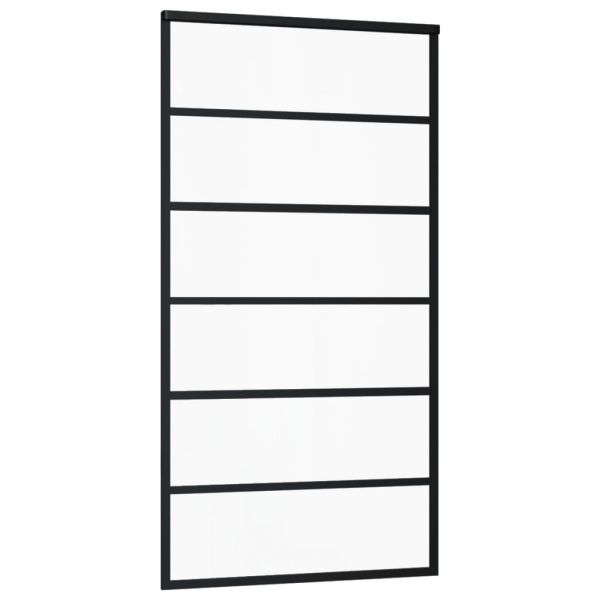Плъзгаща врата, ESG стъкло и алуминий, 102x205 см, черна