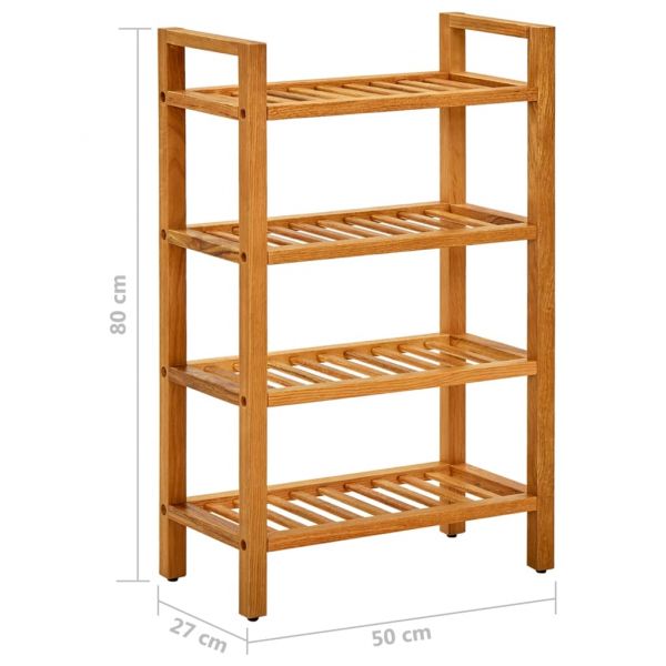 Поставка за обувки с 4 рафта, 50x27x80 см, дъбов масив