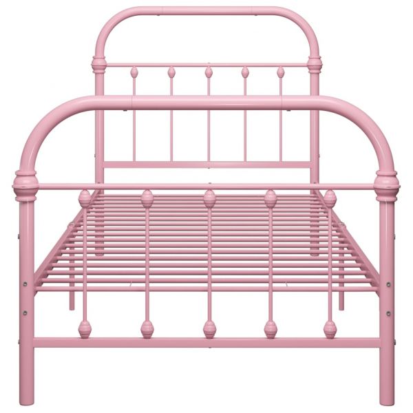 Рамка за легло, розова, метал, 90x200 см