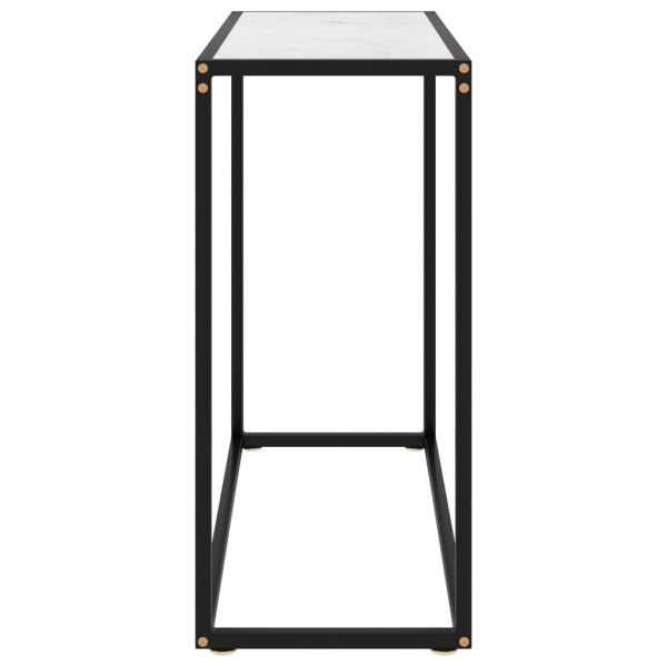 Конзолна маса, бяла, 80x35x75 cм, закалено стъкло