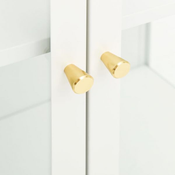 Бюфет, бял, 75x35x105 см, стомана и стъкло