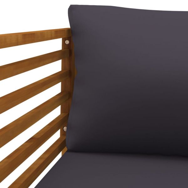 Градински стол с тъмносиви възглавници, акация масив