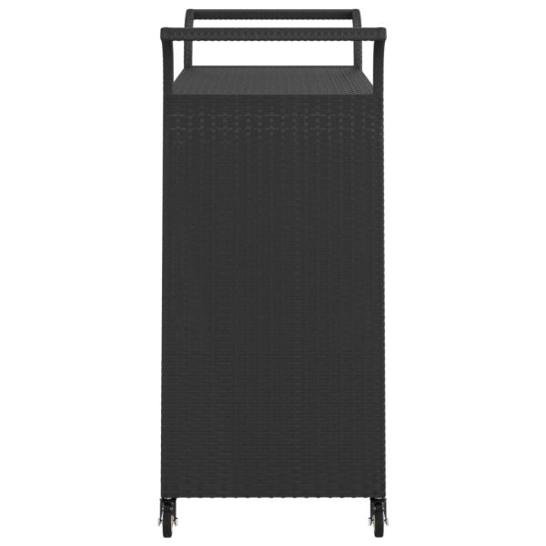 Бар количка с чекмедже, черна, 100x45x97 см, полиратан
