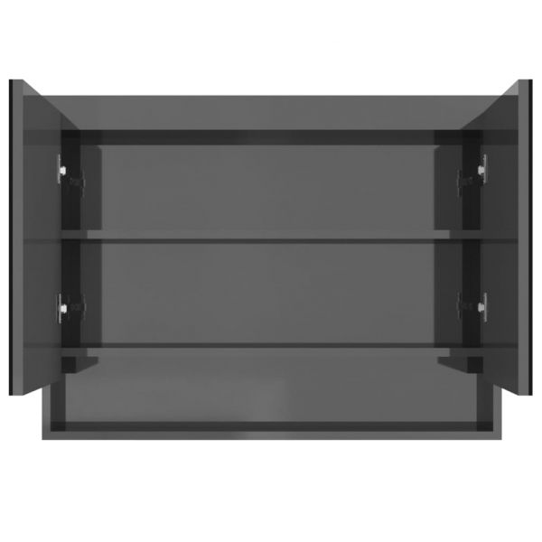 Шкаф с огледало за баня, 80x15x60 см, МДФ, сияйно сиво