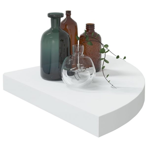 Стенен ъглов рафт, дъб и бяло, 35x35x3,8 см, МДФ