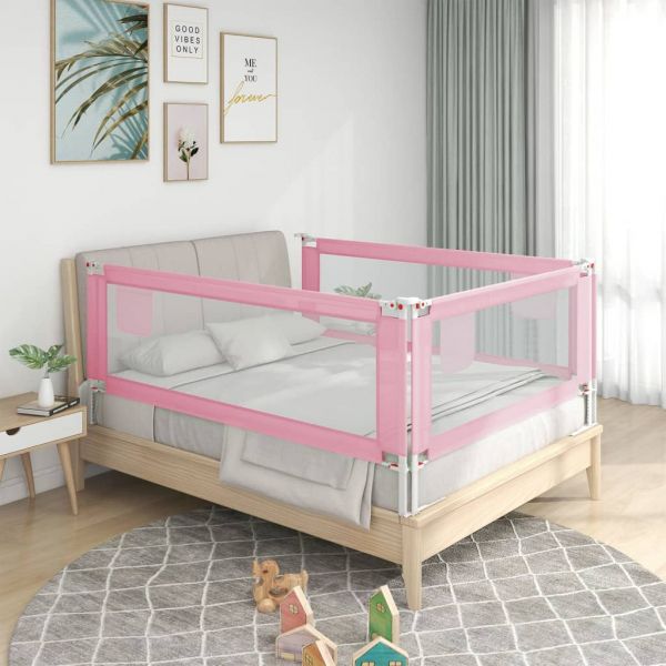 Ограничител за бебешко легло, розов, 200x25 см, плат