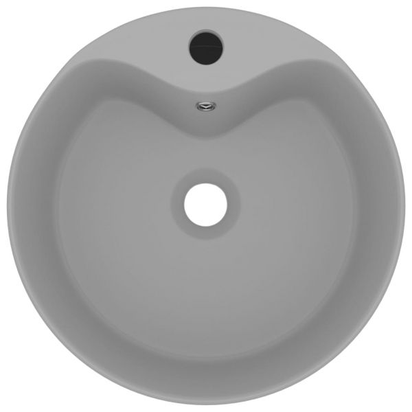 Луксозна мивка с преливник светлосив мат 36x13 см керамика