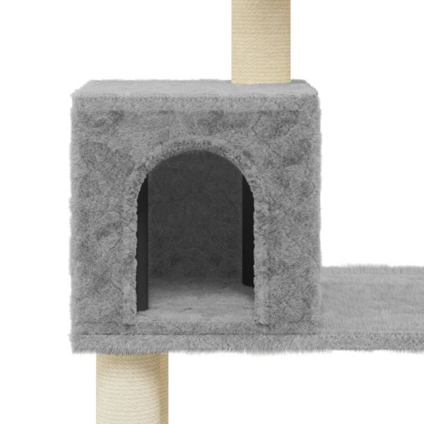 Котешко дърво със сизалени стълбове, светлосиво, 147 см