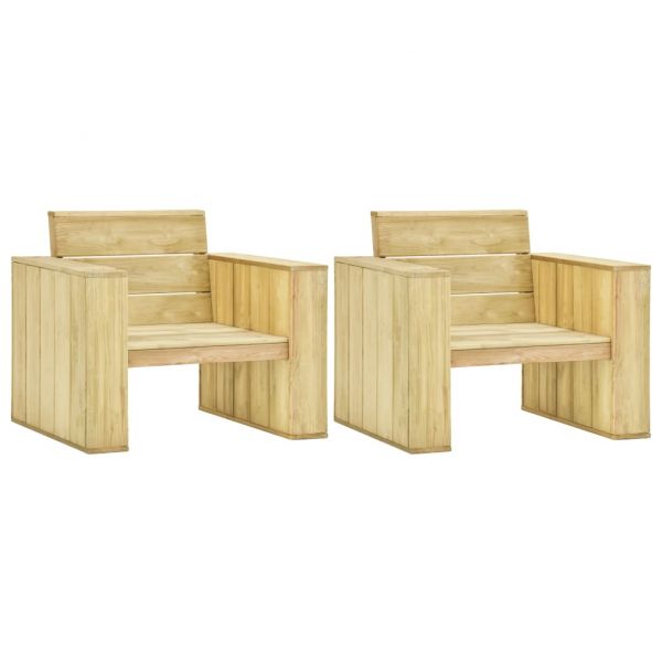 Градински столове, 2 бр, 89x76x76  см, импрегниран бор