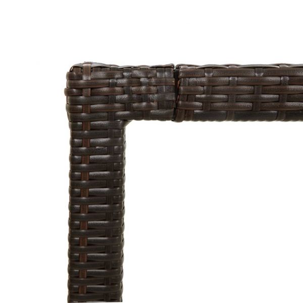 Градинска маса 150x90x75 см закалено стъкло и полиратан кафява