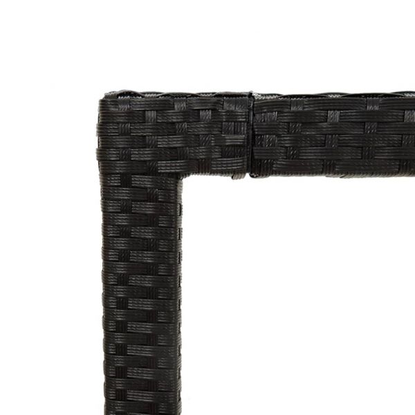 Градинска маса 150x90x75 см закалено стъкло и полиратан черна