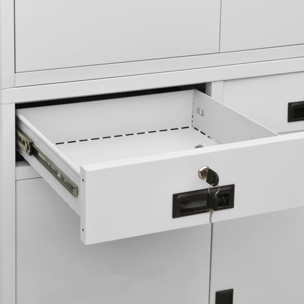 Офис шкаф, светлосив, 90x40x180 см, стомана