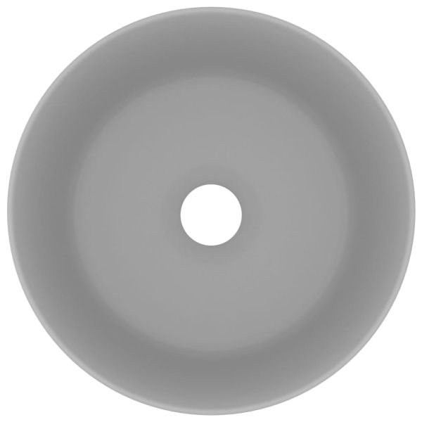 Луксозна кръгла мивка, матово светлосива, 40x15 см, керамика