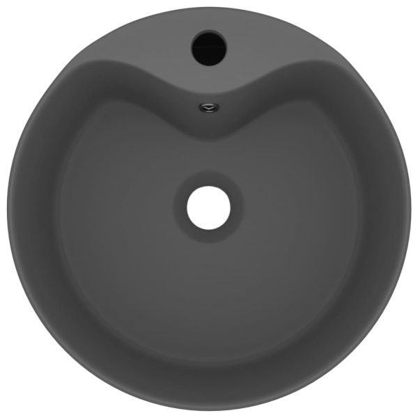 Луксозна мивка с преливник тъмносив мат 36x13 см керамика