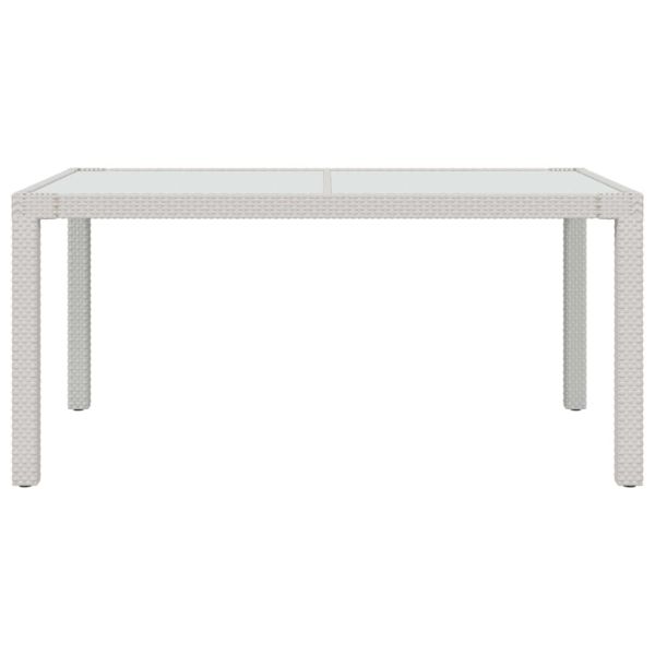 Градинска маса 150x90x75 см закалено стъкло и полиратан бяла