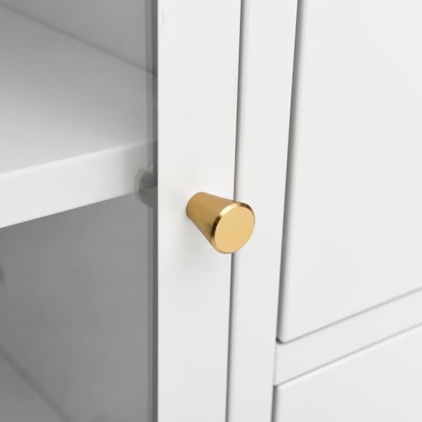 Бюфет, бял, 105x35x70 см, стомана и закалено стъкло