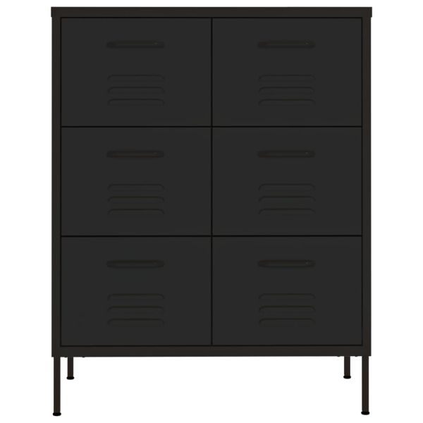Шкаф с чекмеджета, черен, 80х35х101,5 см, стомана