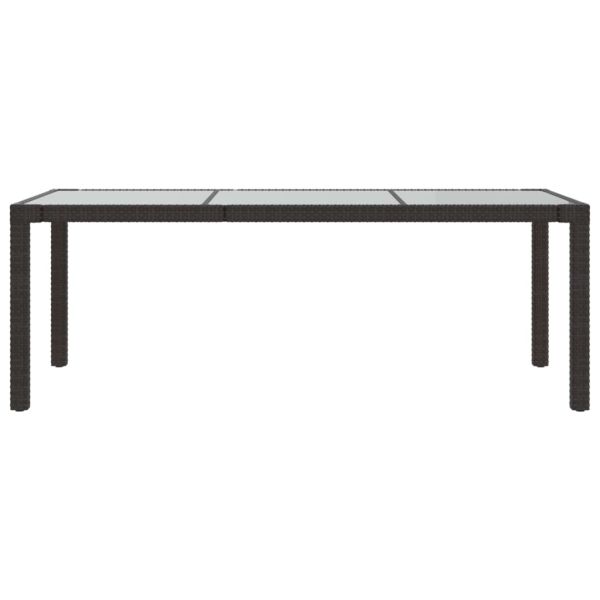 Градинска маса кафява 190x90x75 см закалено стъкло и полиратан