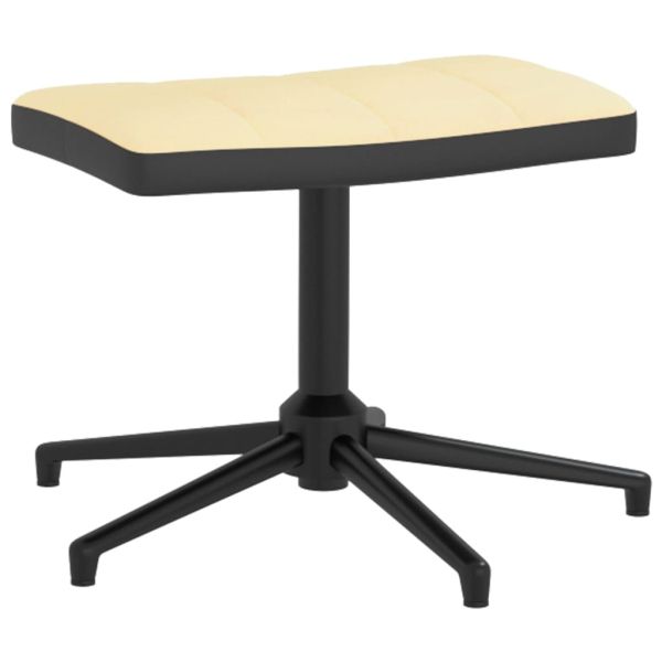 Стол за релакс с табуретка, кремавобял, кадифе и PVC